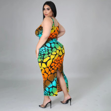Plus Size Printed Tank Top Long Skirt 2 Piece Sets SFY-2116