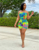 Letter Print Off Shoulder Tube Romper LM-8258