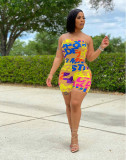 Letter Print Off Shoulder Tube Romper LM-8258