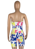 Letter Print Off Shoulder Tube Romper LM-8258