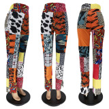 Casual Printed Mid-Waist Split Straight Pants WSM-5262