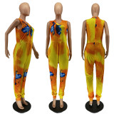 Fashion Tie-dye V-neck Sleeveless Jumpsuit WSM-5243 