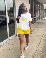 Plus Size Pink Letter Print Casual Sports 2 Piece Suits LUO-3199