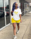 Plus Size Pink Letter Print Casual Sports 2 Piece Suits LUO-3199