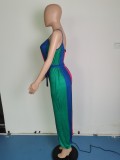 Plus Size Contrast Color Sashes Loose Jumpsuit WPF-80168