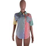 Fashion Multicolor Striped Print Shirt LUO-3150