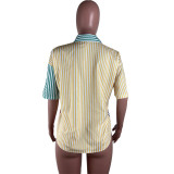 Fashion Multicolor Striped Print Shirt LUO-3150