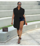 Plus Size Solid Casual Loose Long Style Shirt Top MOF-6634