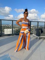 Sexy Printed Sleeveless Strap Wide Leg Jumpsuit LS-0353