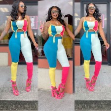 Contrast Color Cami Top And Pants 2 Piece Suits MAE-2108