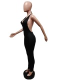 Solid Sexy Halter Backless Jumpsuit MEM-88373