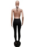 Solid Sexy Halter Backless Jumpsuit MEM-88373