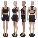 Fashion Sleeveless Backless Top Shorts Casual Suit MXDF-6008