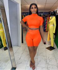 Solid Short Sleeve Tight Two Piece Sets FNN-8622