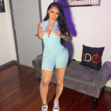 Plus Size Solid Sleeveless Zipper Tight Romper CL-6115