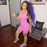 Plus Size Solid Sleeveless Zipper Tight Romper CL-6115