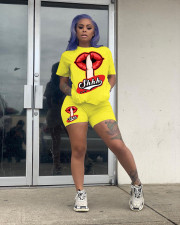 Printed Fashion Sports T-shirts Shorts Two Piece Sets MXDF-6011