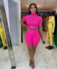 Solid Short Sleeve Tight Two Piece Sets FNN-8622