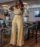 Plus Size Round Neck Striped Short Sleeve Pants Two Piece Sets MXDF-6030