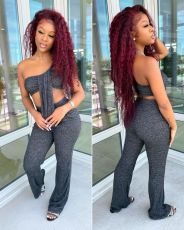 Sexy One Shoulder Sleeveless 2 Piece Pants Set LSL-6450