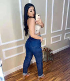 Plus Size Denim Ripped Hole Straight Jeans Pants LSL-6456