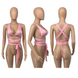 Sexy Cross Strap Wrapped Chest Crop Tops GLF-8095