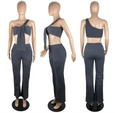 Sexy One Shoulder Sleeveless 2 Piece Pants Set LSL-6450