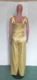 Sexy Satin Sleeveless Strap Wide Leg Jumpsuit BN-9286