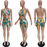 Sexy Printed Halter Hollow Out Romper BGN-175