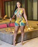Sexy Printed Halter Hollow Out Romper BGN-175