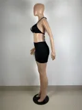 Sexy Bra Top Ruched Mini Skirt Two Piece Sets LSL-6453