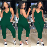 Plus Size Solid Sleeveless Casual Jumpsuit MA-Y099