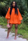 Sexy Solid Slash Neck Long Sleeve Loose Mini Dress LDS-3286