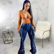 Plus Size Fashion All-match Slim Micro Flared Jeans HSF-2536
