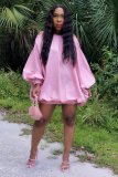 Sexy Solid Slash Neck Long Sleeve Loose Mini Dress LDS-3286