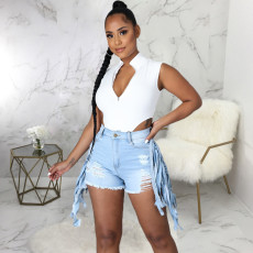 Fashion Denim Tassel Shorts HSF-2481-1
