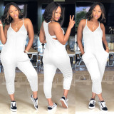 Plus Size Solid Sleeveless Casual Jumpsuit MA-Y099