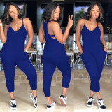 Plus Size Solid Sleeveless Casual Jumpsuit MA-Y099