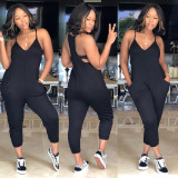 Plus Size Solid Sleeveless Casual Jumpsuit MA-Y099