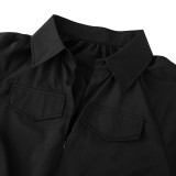 Solid Long Sleeve Zipper Romper GLF-10008