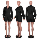 Solid Long Sleeve Zipper Romper GLF-10008