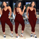 Plus Size Solid Sleeveless Casual Jumpsuit MA-Y099