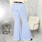 Plus Size Fashion Ripped Denim Flared Pants HSF-2417