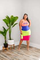Plus Size Letter Print Sleeveless Midi Dress LP-66303