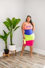 Plus Size Letter Print Sleeveless Midi Dress LP-66303