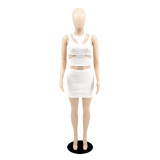 Sexy Solid Sleeveless Tank Top Mini Skirt 3 Piece Sets YIBF-6097