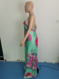 Plus Size Printed Backless Strap Wide Leg Jumpsuit WPF-80188