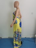 Plus Size Printed Backless Strap Wide Leg Jumpsuit WPF-80188