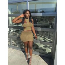 Sexy Solid Sleeveless Tank Top Mini Skirt 3 Piece Sets YIBF-6097