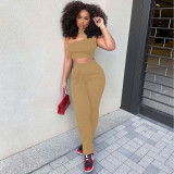 Sexy Solid Vest Top Stacked Pants 2 Piece Suits YNSF-1663